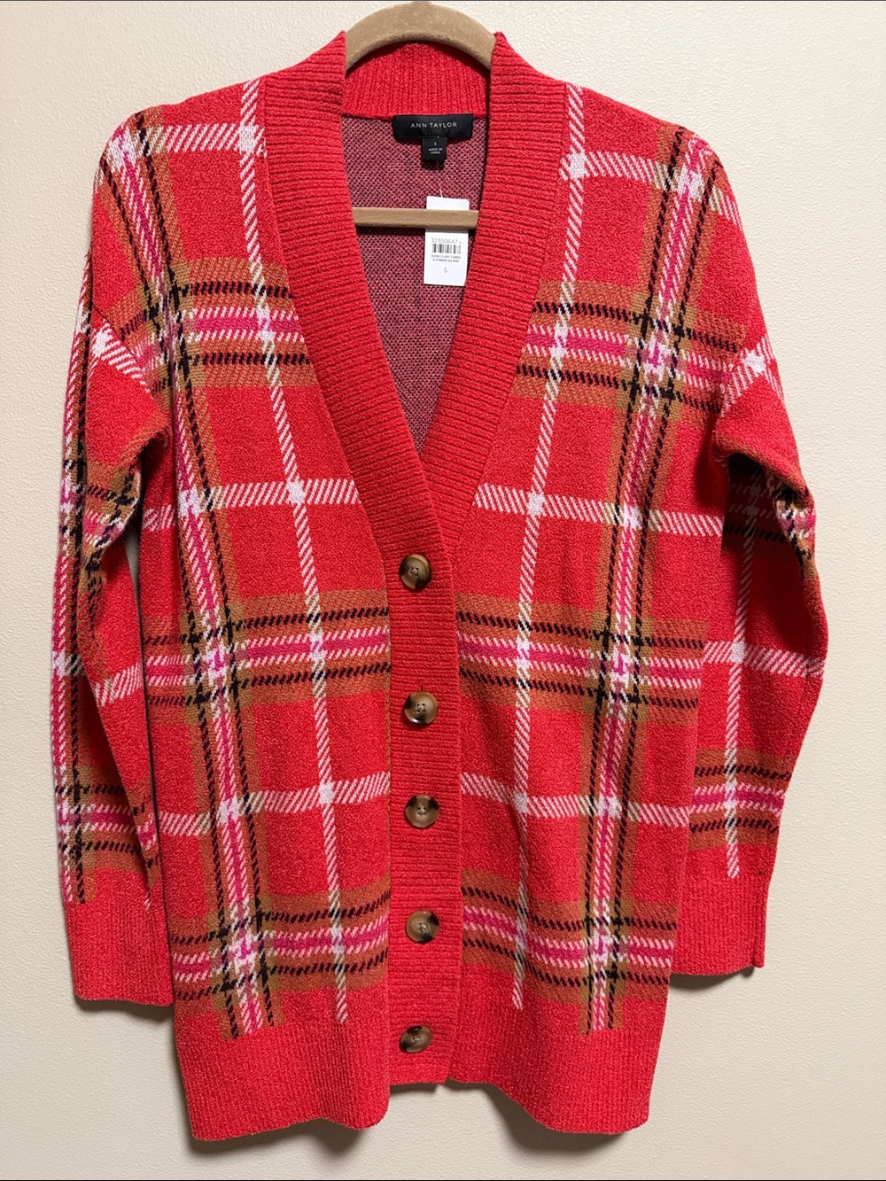 Ann Taylor Jacquard Plaid Boyfriend Cardigan - Picture 4 of 9